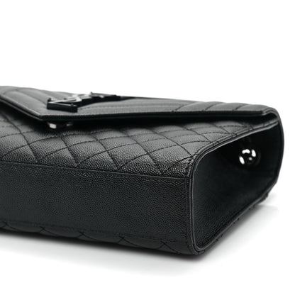 Saint Laurent Grain De Poudre Textured Mixed Matelasse Triquilt Medium Monogram Satchel Black 8 of 8