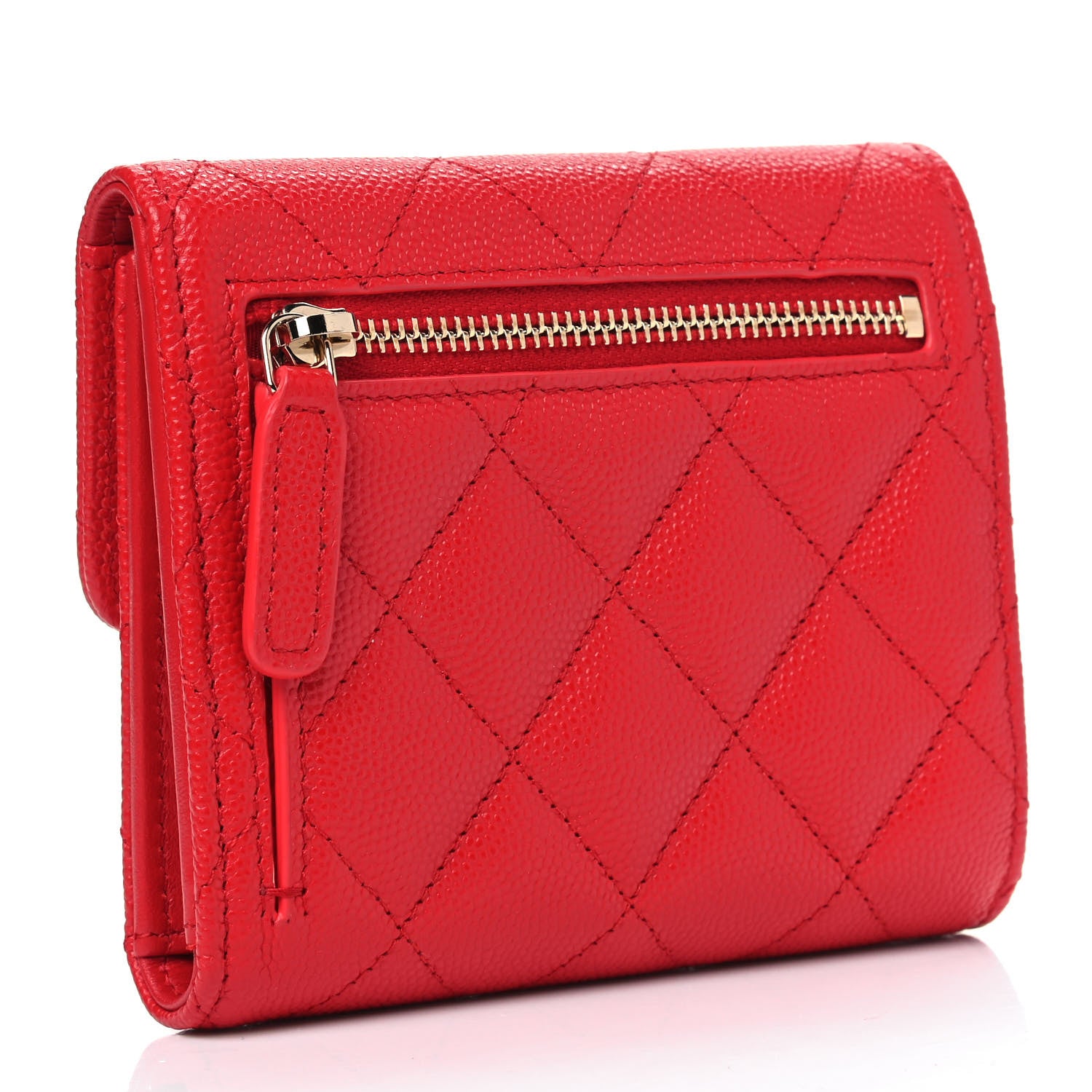 Chanel Caviar Quilted Compact Flap Wallet Red 2 of 4