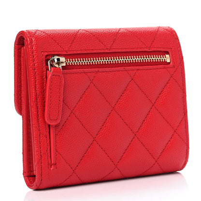 Chanel Caviar Quilted Compact Flap Wallet Red 2 of 4