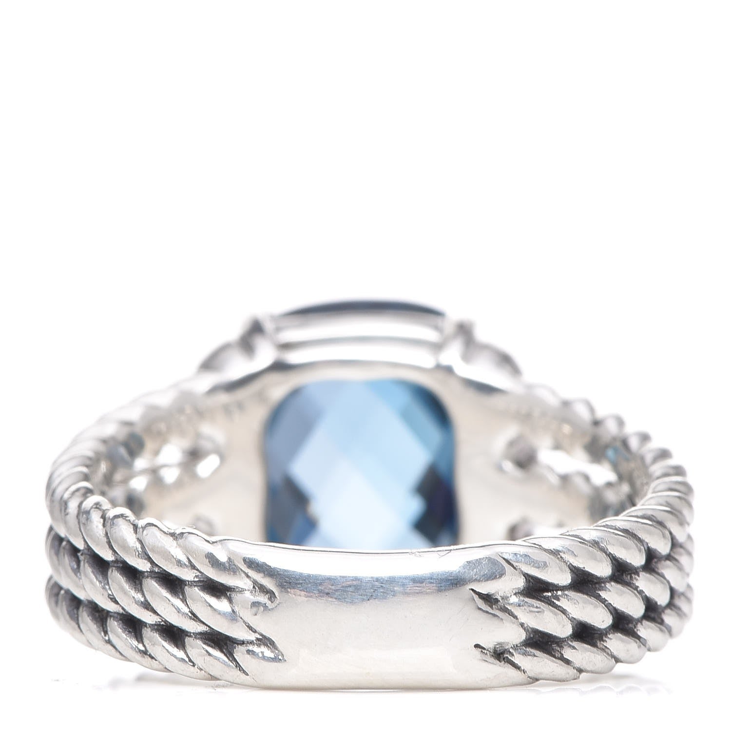 David Yurman Sterling Silver Diamond Hampton Blue Topaz 10mm Petite Wheaton Ring 51 5.75 4 of 5
