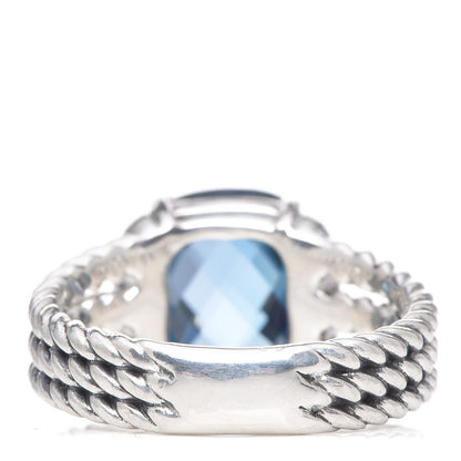 David Yurman Sterling Silver Diamond Hampton Blue Topaz 10mm Petite Wheaton Ring 51 5.75 4 of 5