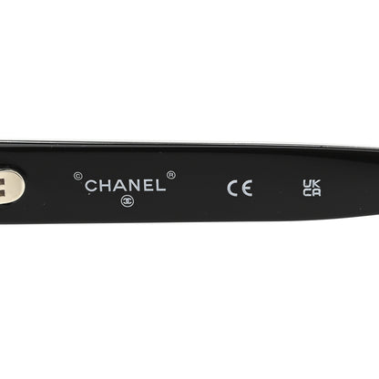 Chanel Acetate Calfskin Chain Rectangle Sunglasses 71626A Black 6 of 8