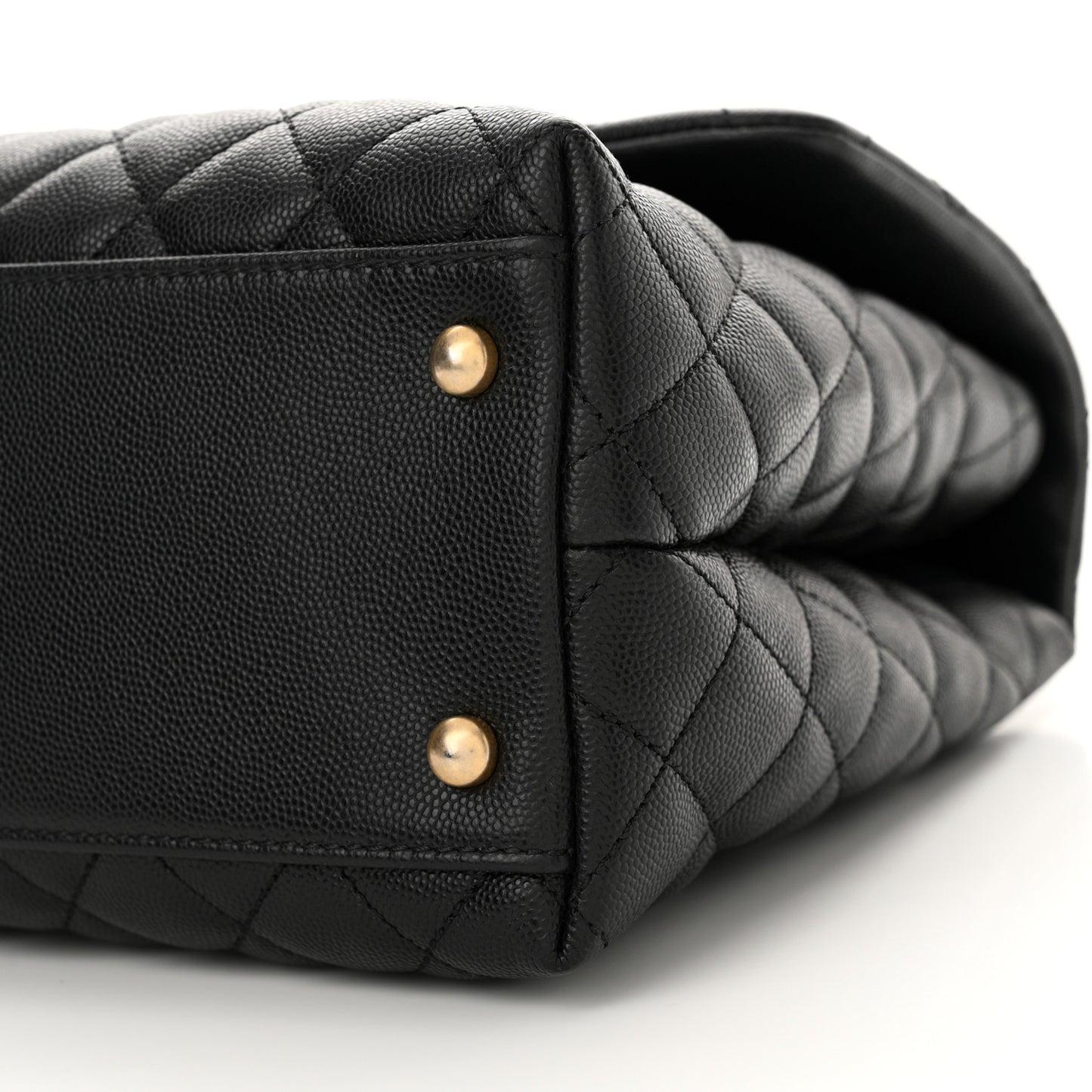 Caviar Elaphe Quilted Medium Coco Handle Flap Black Burgundy