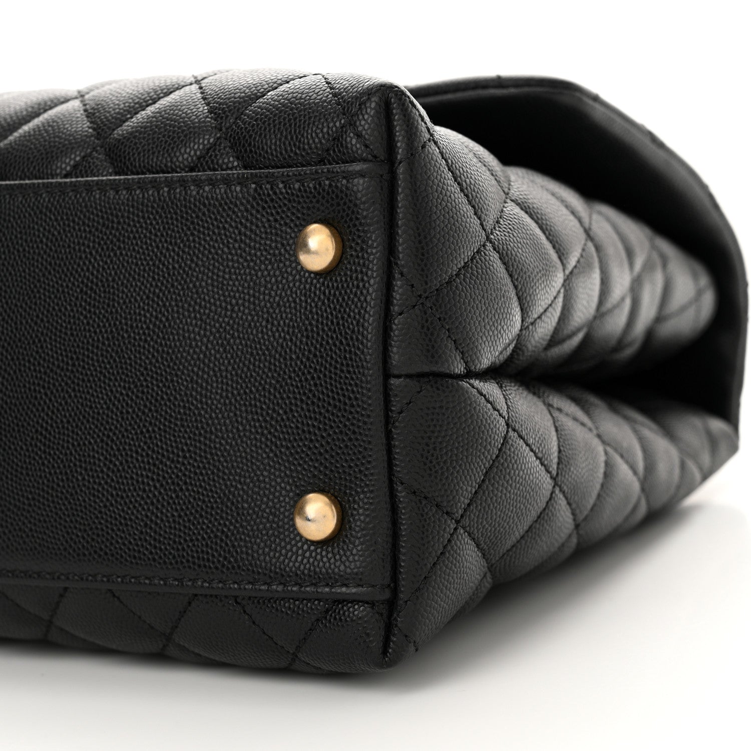 Chanel Caviar Elaphe Quilted Medium Coco Handle Flap Black Burgundy 9 of 9