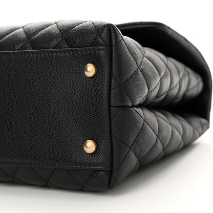 Chanel Caviar Elaphe Quilted Medium Coco Handle Flap Black Burgundy 9 of 9
