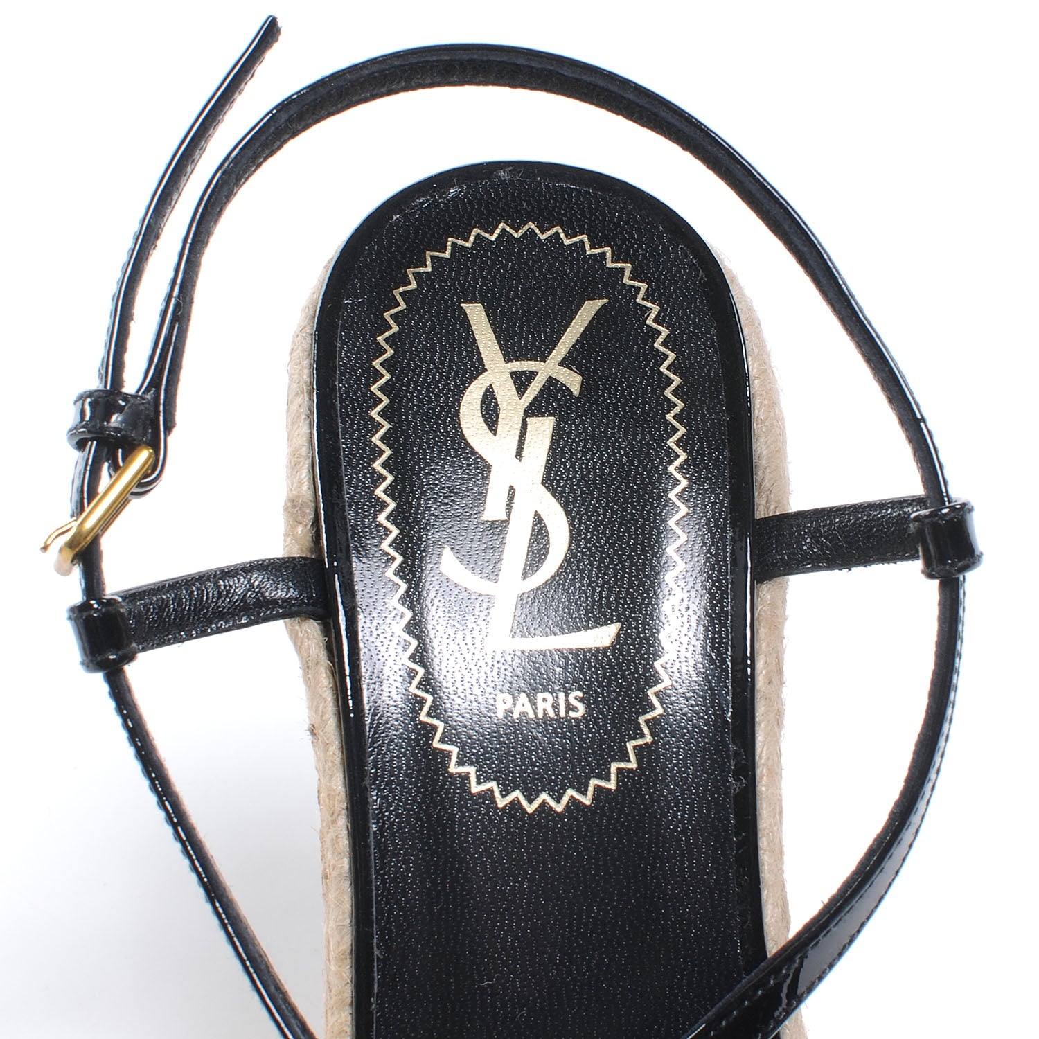 Saint Laurent Patent Saint Malo Platform Espadrille Wedge Sandals 36 Black 6 of 6