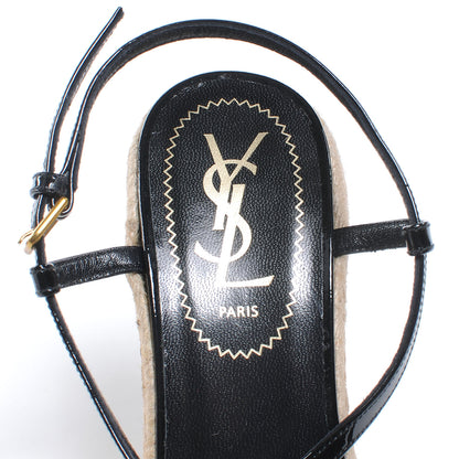 Saint Laurent Patent Saint Malo Platform Espadrille Wedge Sandals 36 Black 6 of 6