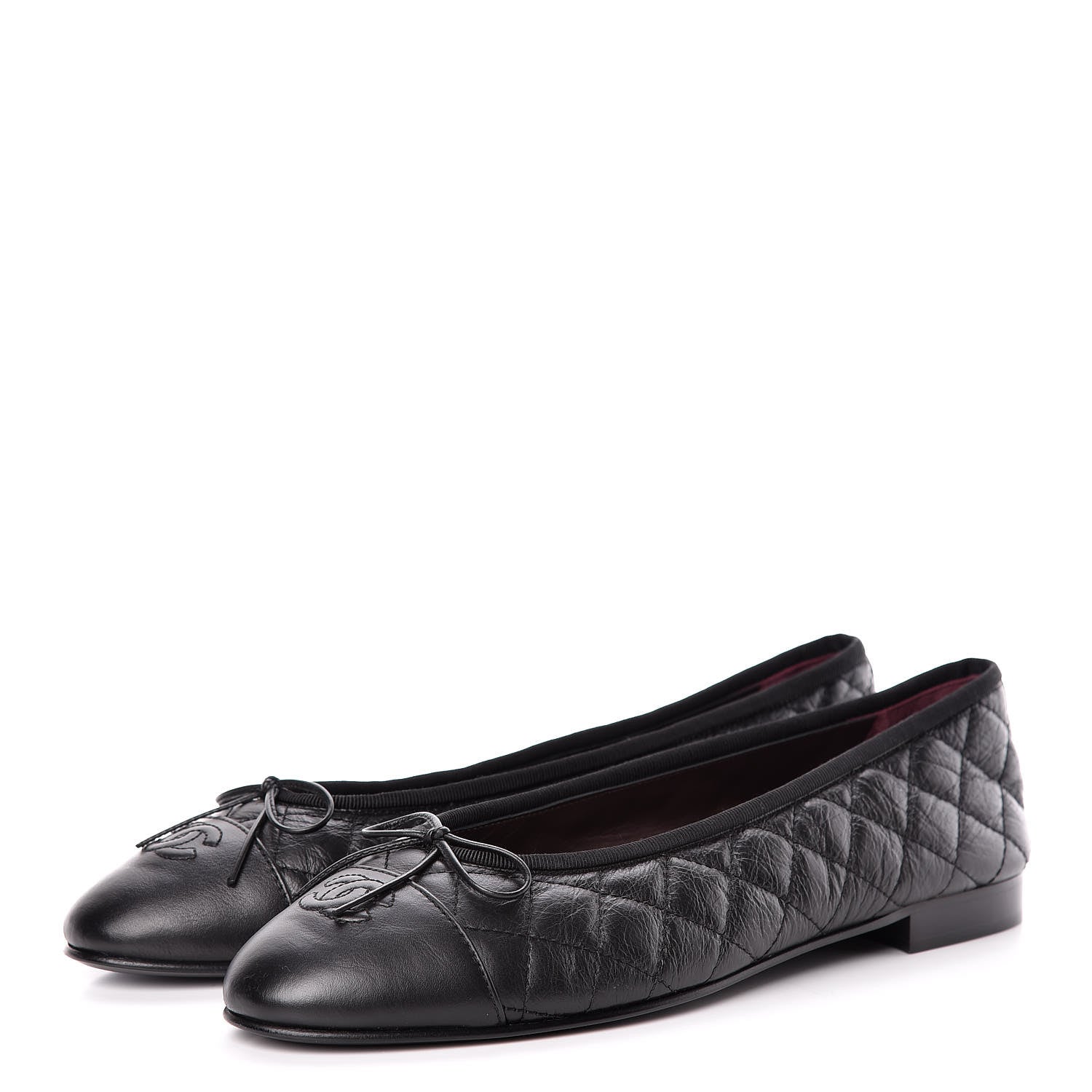 Chanel Aged Calfskin Quilted Cap Toe Ballerina Flats 42 Black 3 of 8