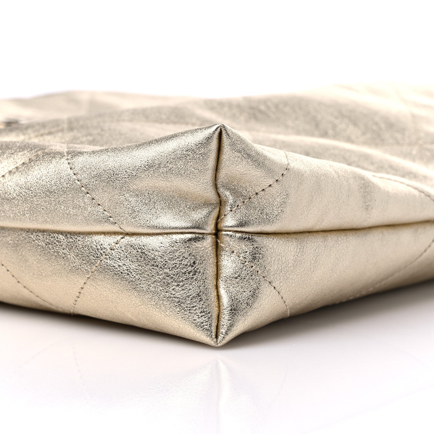 Metallic Calfskin Quilted Chanel 22 Golden