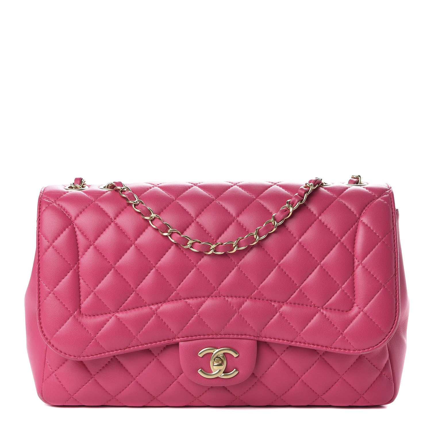 Chanel Lambskin Quilted Jumbo Mademoiselle Chic Flap Fuchsia 1 of 10