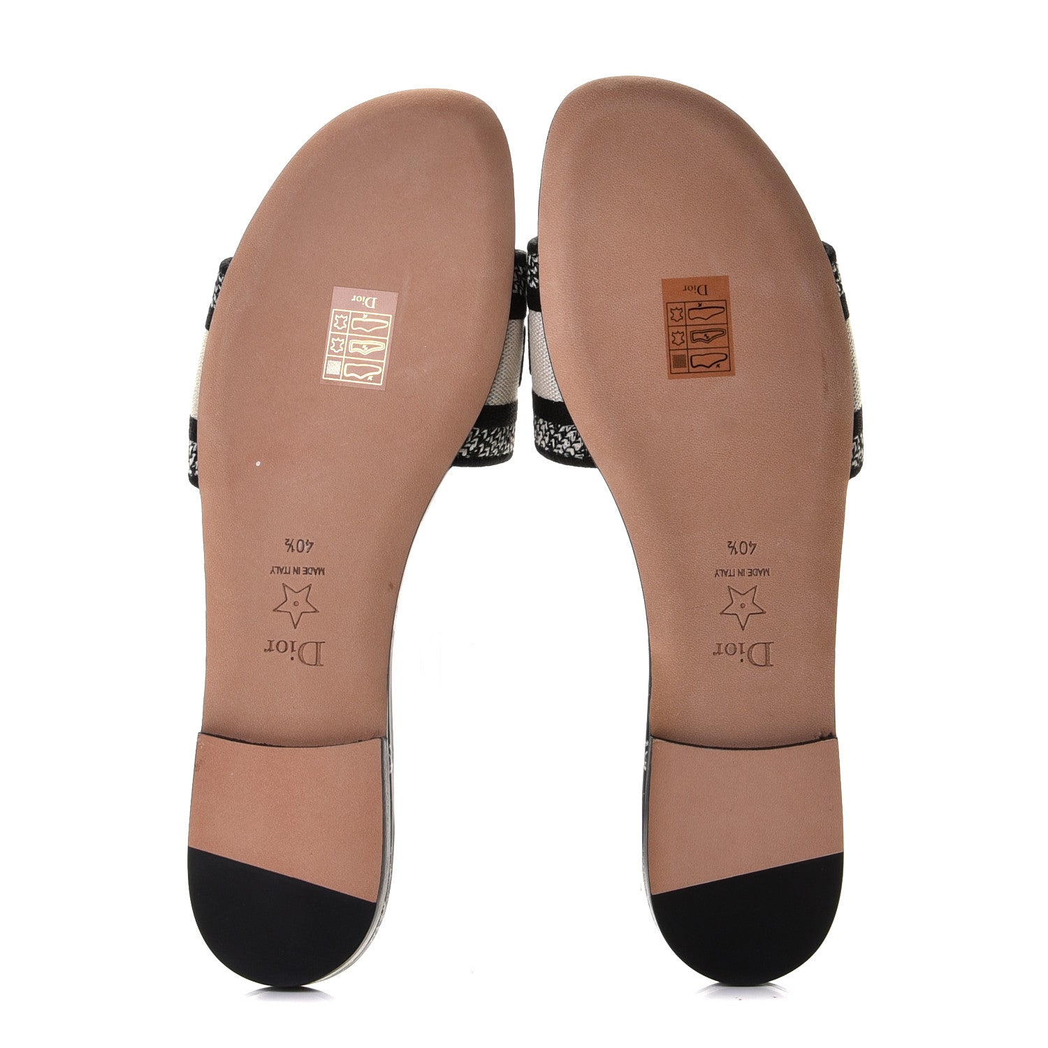 Christian Dior Canvas Around the World Embroidered Dway Flat Slide Sandals 40.5 Black 6 of 11