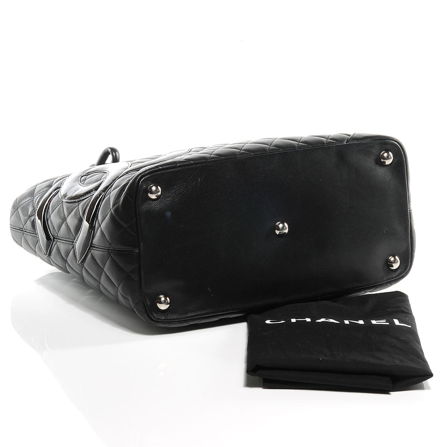 Calfskin Quilted Large Cambon Tote Black
