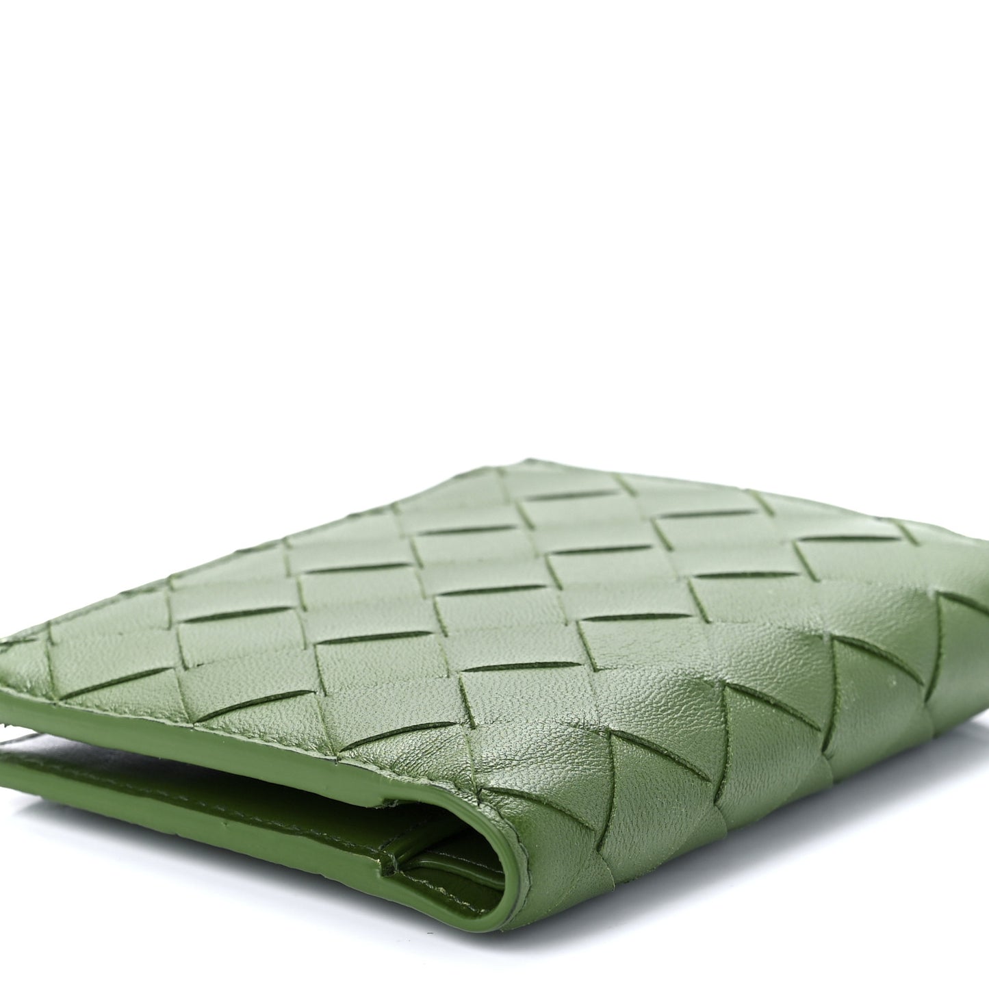 Nappa Intrecciato Card Holder Green