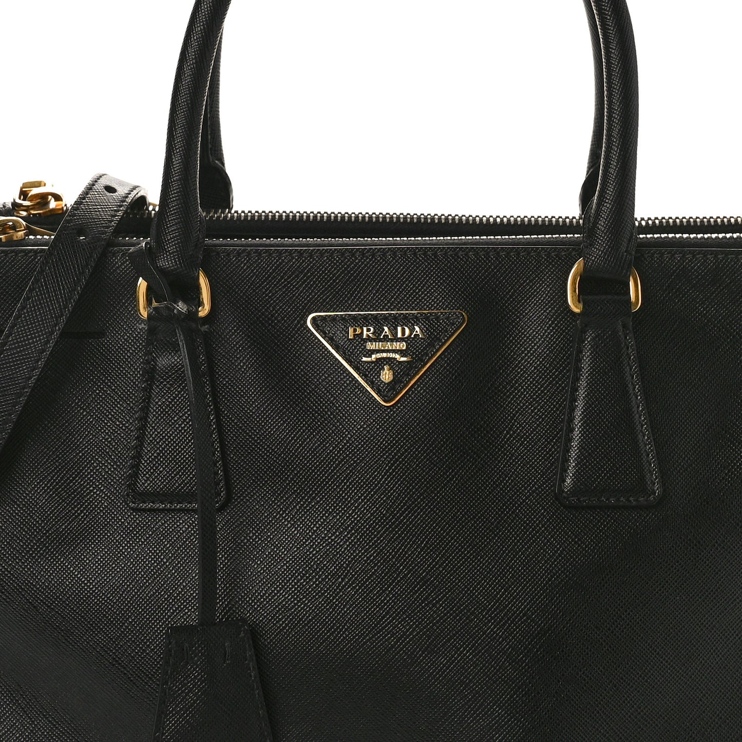 Saffiano Small Galleria Double Zip Tote Black