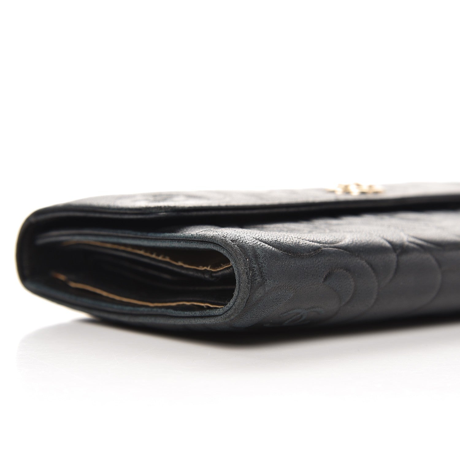 Chanel Lambskin Embossed Camellia Flap Wallet Black 8 of 15