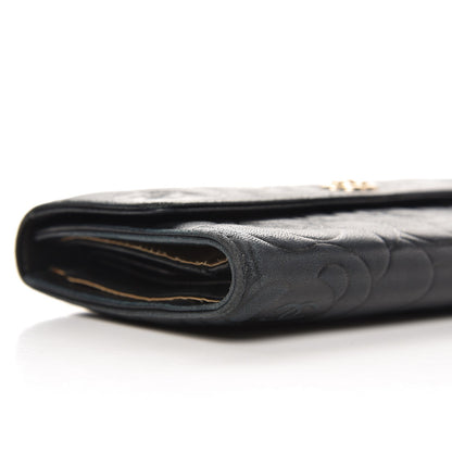 Chanel Lambskin Embossed Camellia Flap Wallet Black 8 of 15
