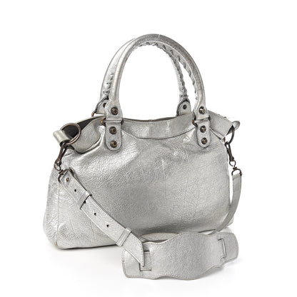 Balenciaga Metallic Agneau Classic Hardware Town Gris Aluminum 2 of 15
