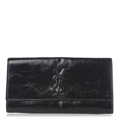Saint Laurent Textured Patent Monogram Small Belle De Jour Clutch Black 1 of 6