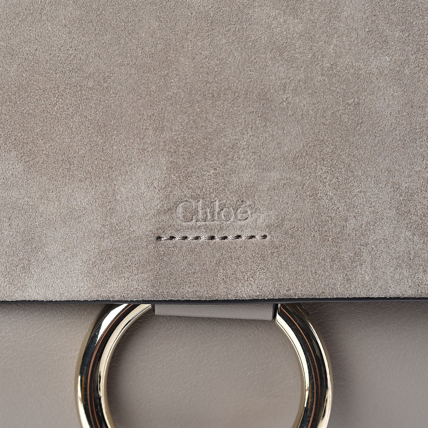 Suede Calfskin Small Faye Shoulder Bag Motty Grey