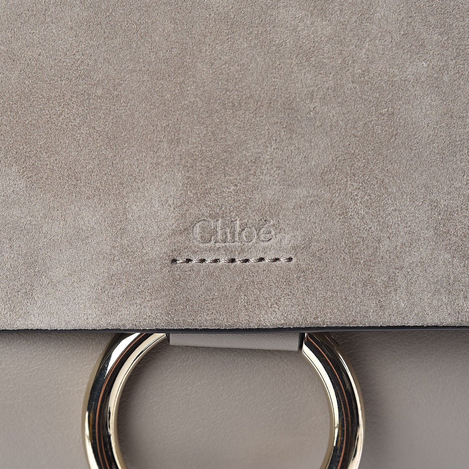 Chloe Suede Calfskin Small Faye Shoulder Bag Motty Grey 10 of 10