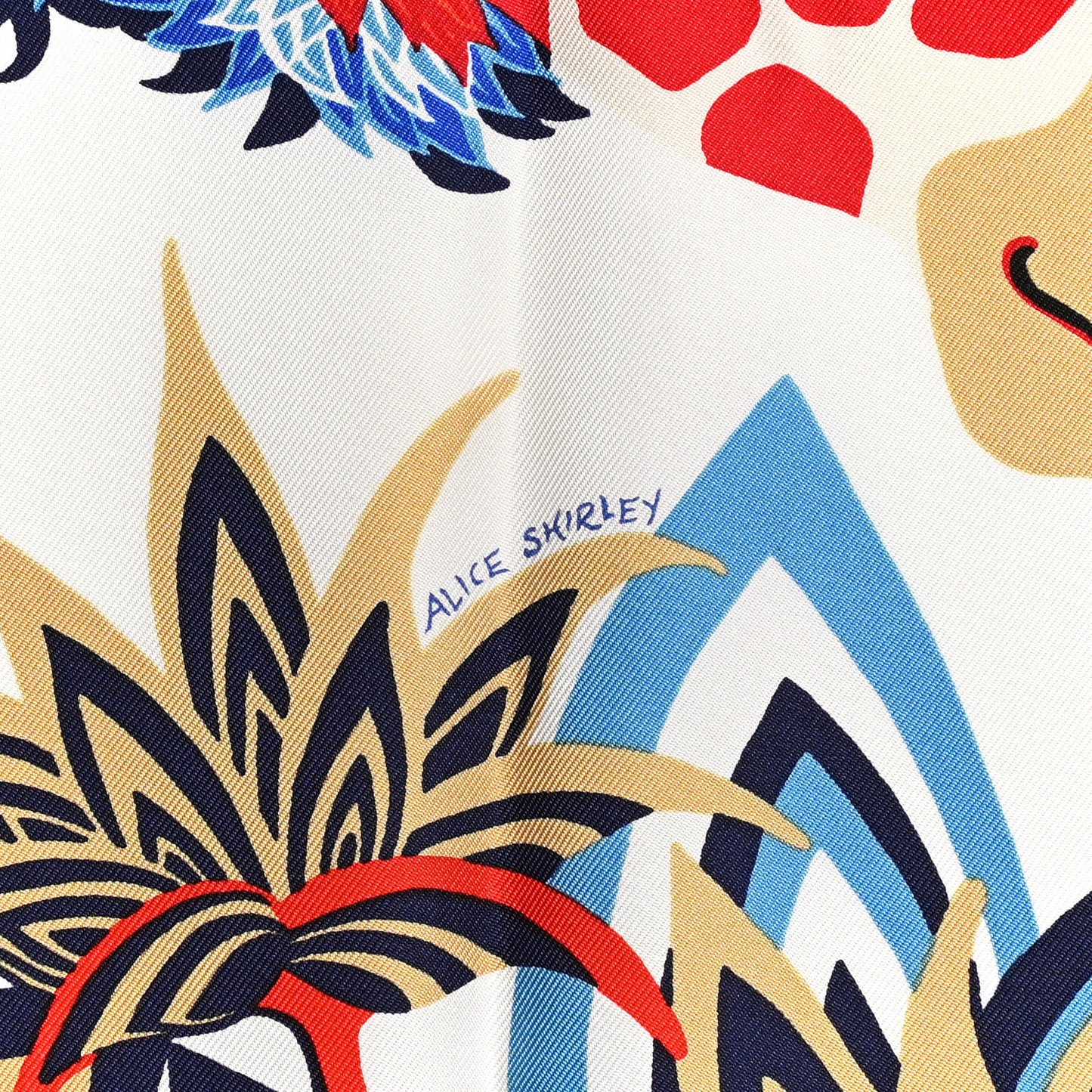 Silk Twill The Three Graces Scarf 90 White Rouge Bleu