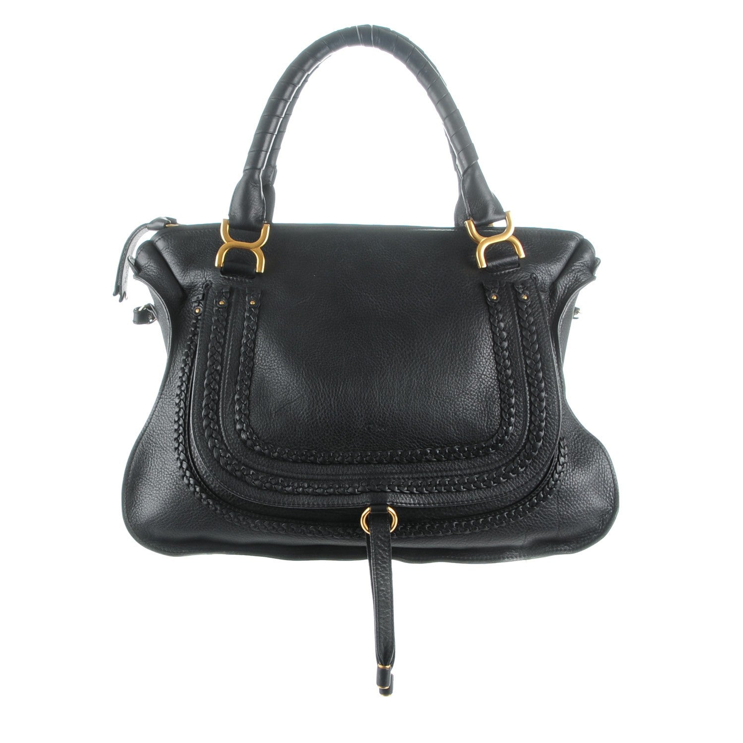 Chloe Calfskin Braided Large Marcie Satchel Black 1 of 7