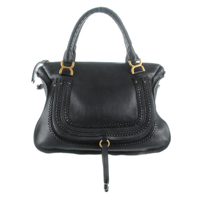 Chloe Calfskin Braided Large Marcie Satchel Black 1 of 7