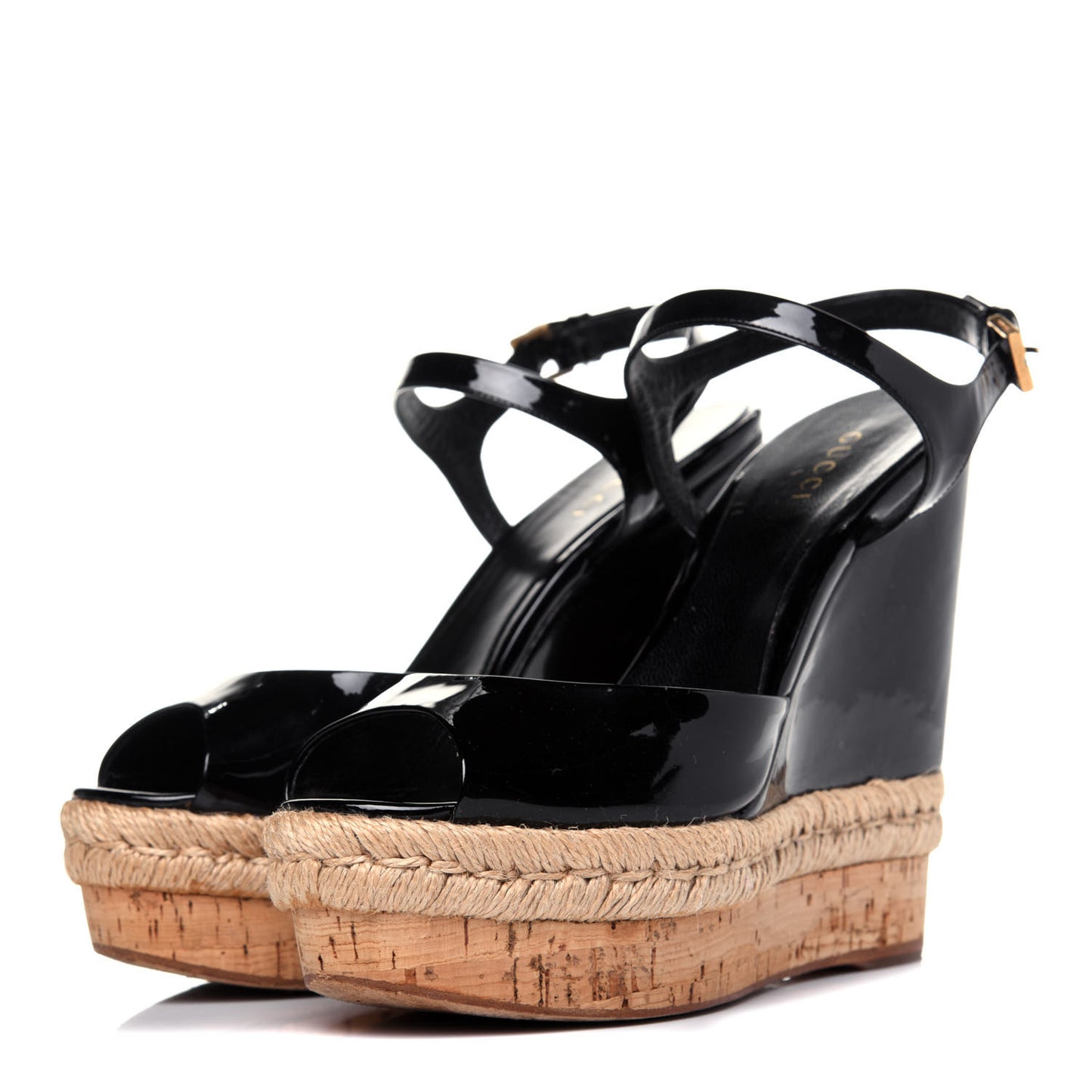 Patent Cork Hollie Wedge Sandals 36.5 Black
