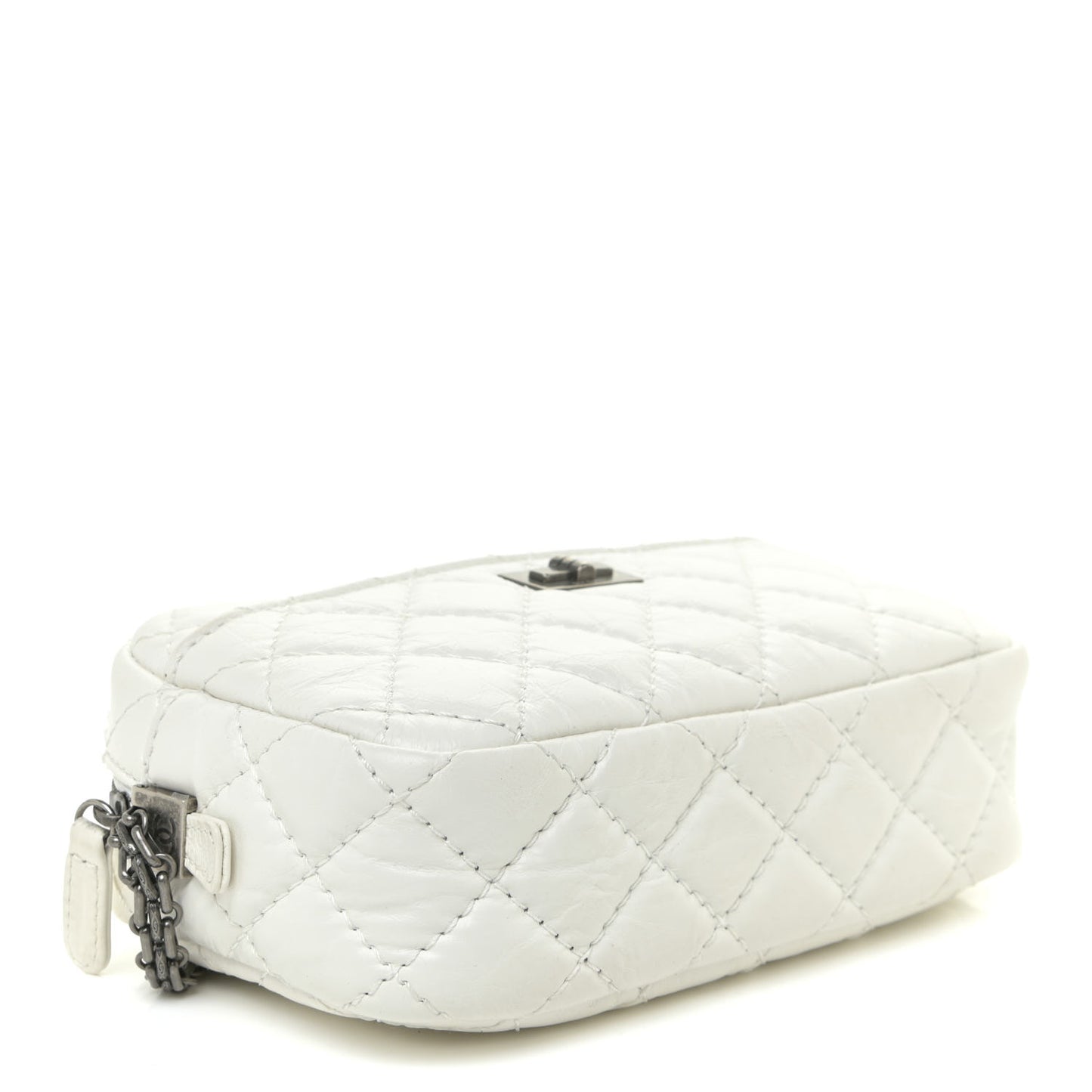 Aged Calfskin Quilted Mini Reissue Camera Case White