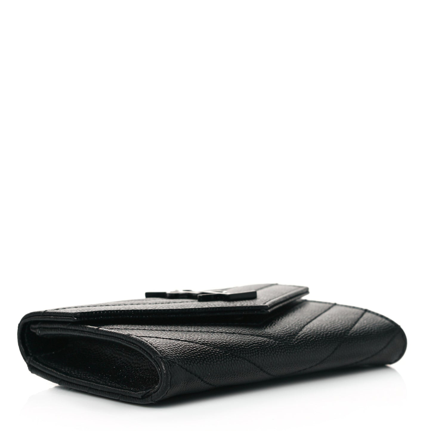 Grain De Poudre Matelasse Chevron Small Monochrome Monogram Envelope Wallet Black
