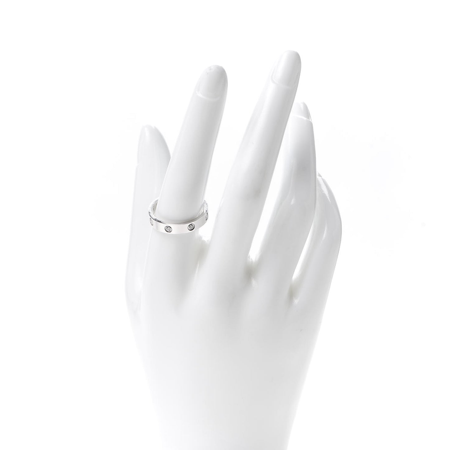 18K White Gold 8 Diamond 4mm Wedding Band LOVE Ring 59 8.75
