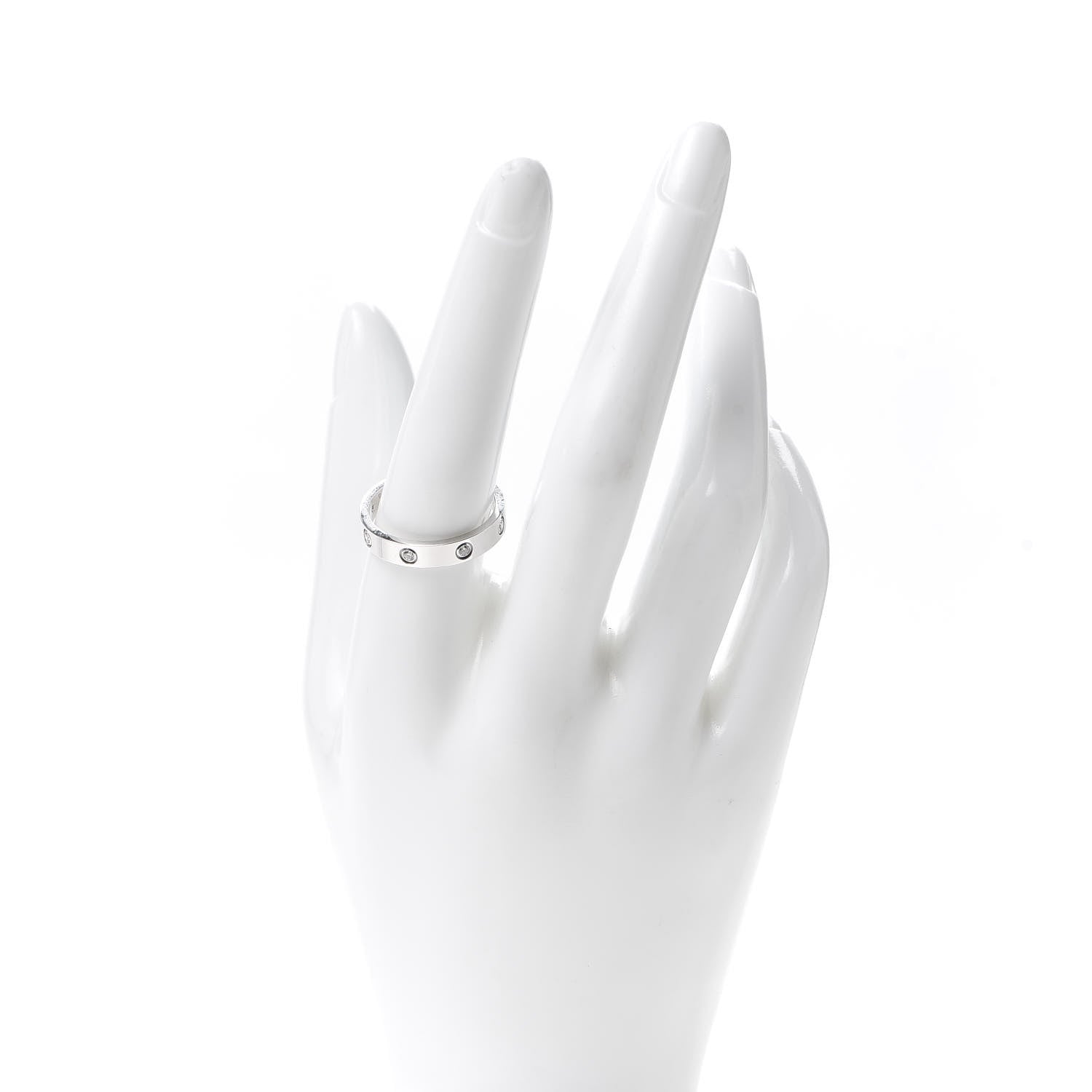 Cartier 18K White Gold 8 Diamond 4mm Wedding Band LOVE Ring 59 8.75 2 of 6