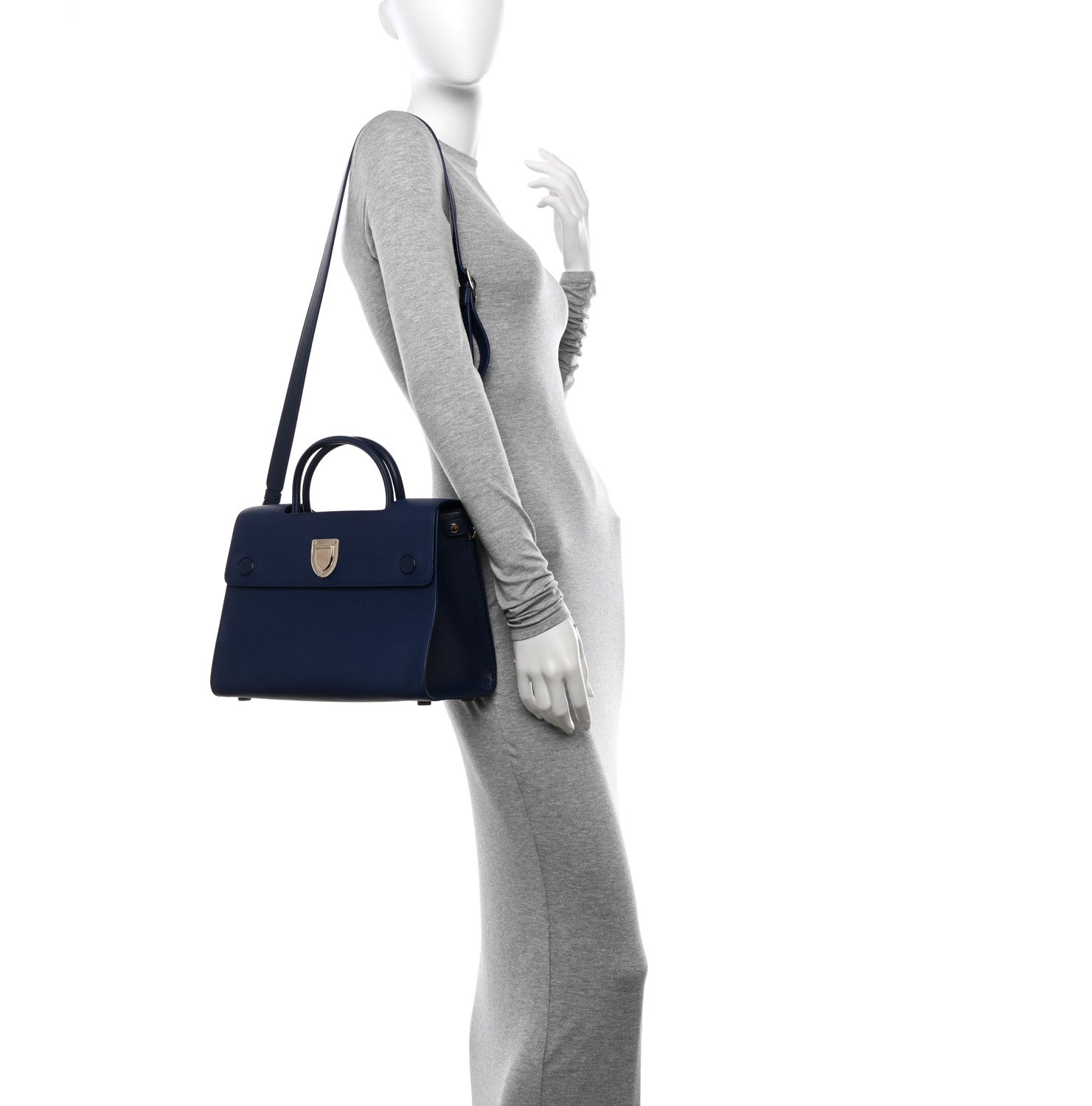 Christian Dior Bullcalf Diorever Flap Navy 2 of 9