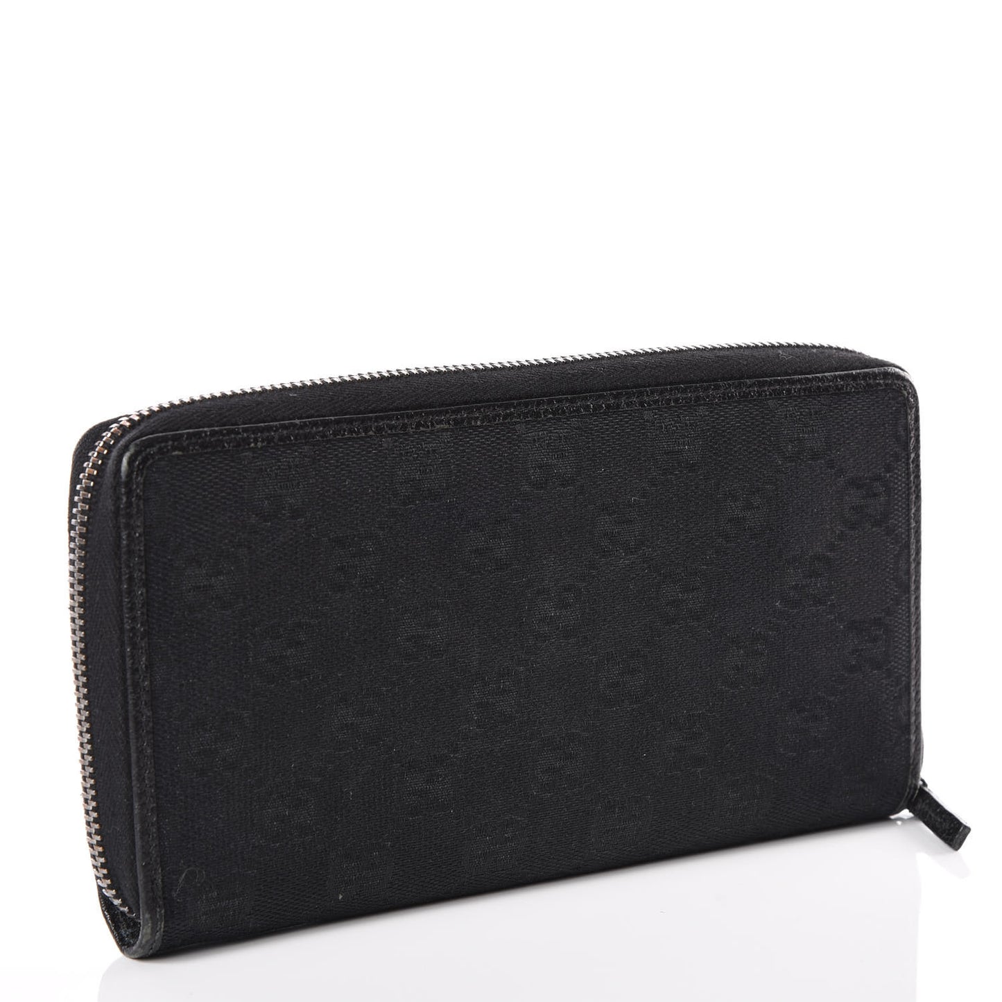 Monogram Metal Bar Zip Around Wallet Black