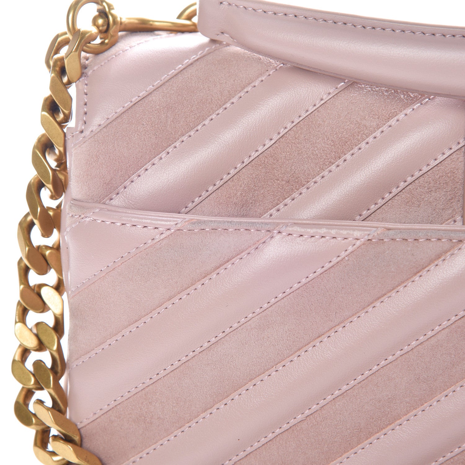 Saint Laurent Calfskin Suede Matelasse Chevron Medium Monogram College Bag Rose Poudre 12 of 13