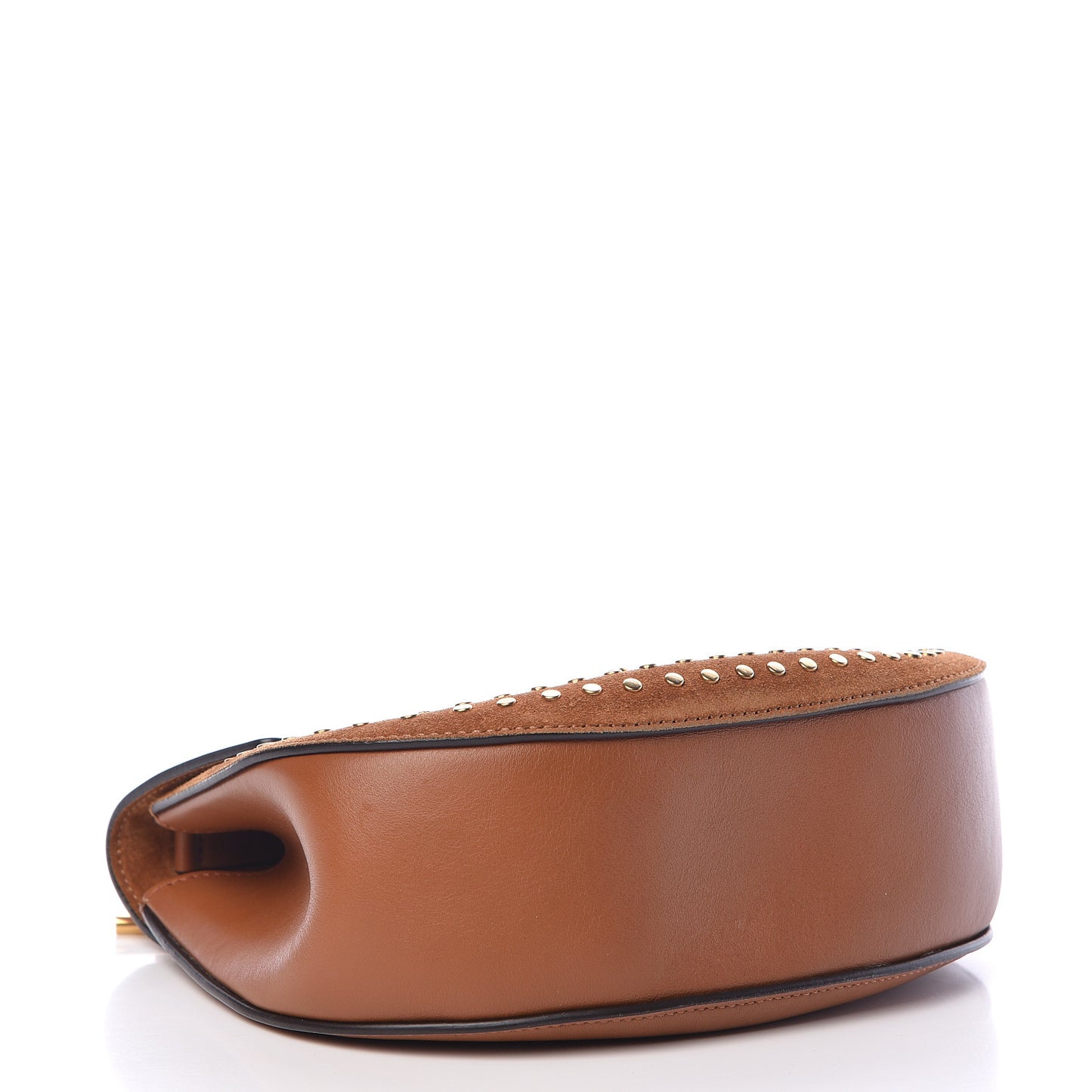 Suede Smooth Calfskin Studded Drew Shoulder Bag Caramel