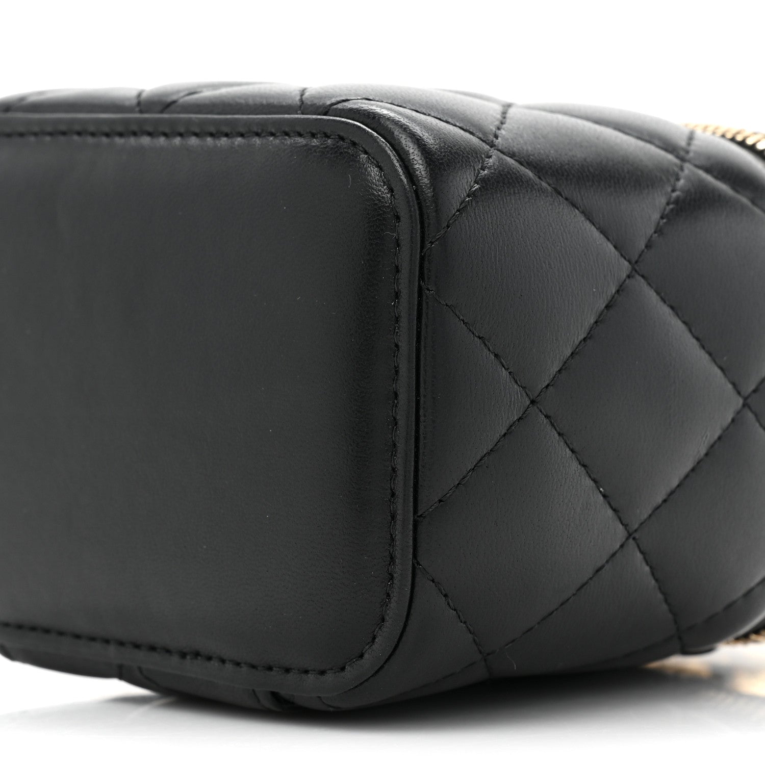 Chanel Lambskin Quilted Mini Pearl Crush Vanity Case With Chain Black 8 of 9