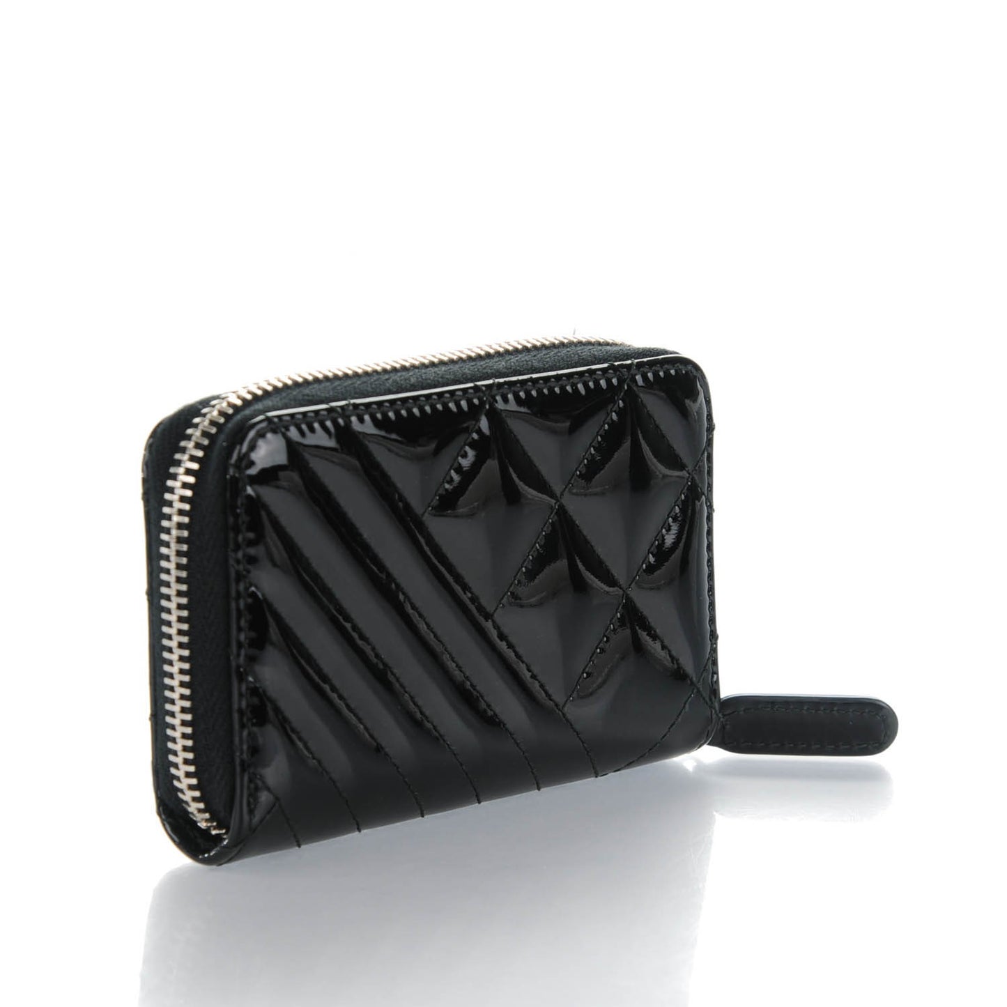 Patent Quilted Coco Boy Zip Coin Purse Black