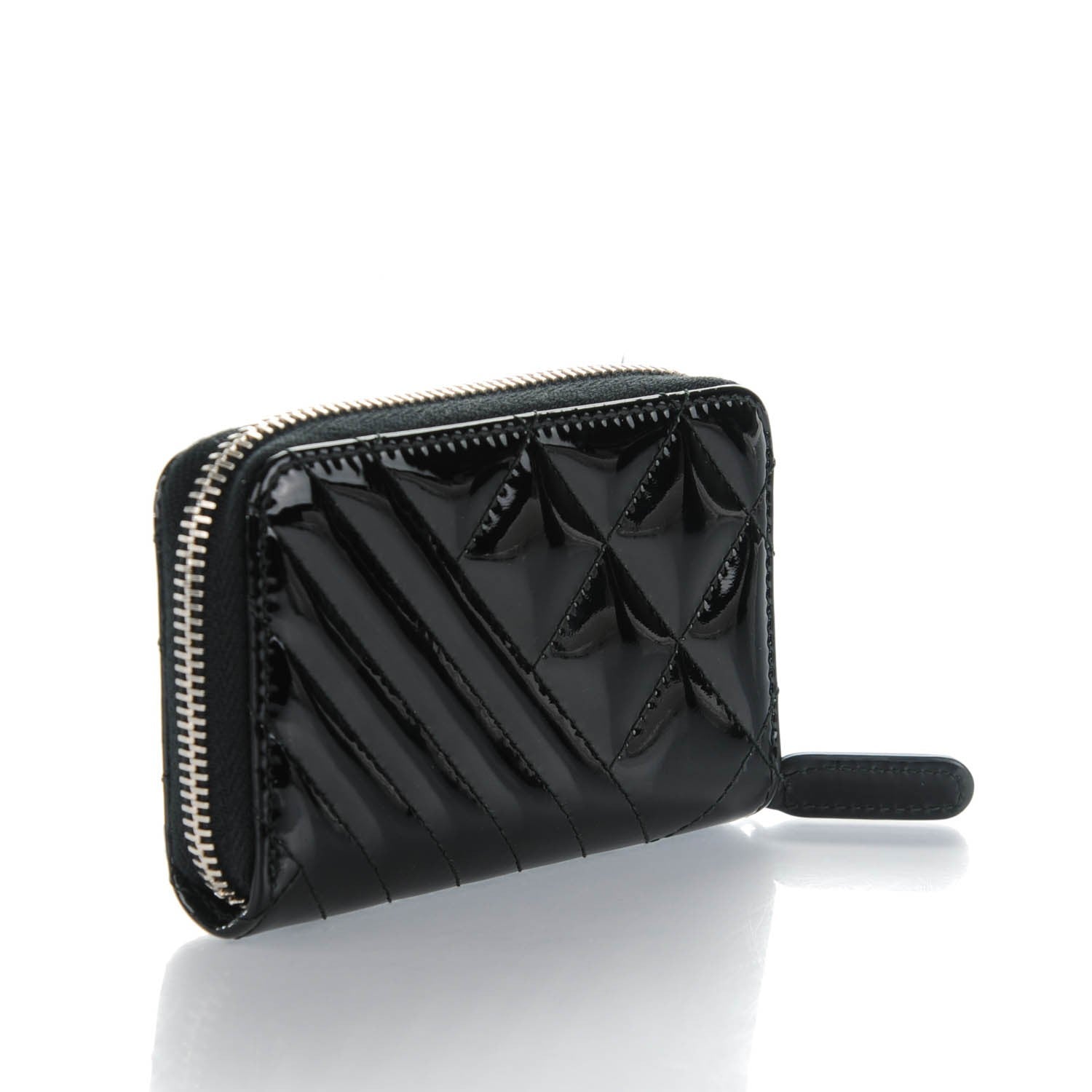 Chanel Patent Quilted Coco Boy Zip Coin Purse Black 3 of 7