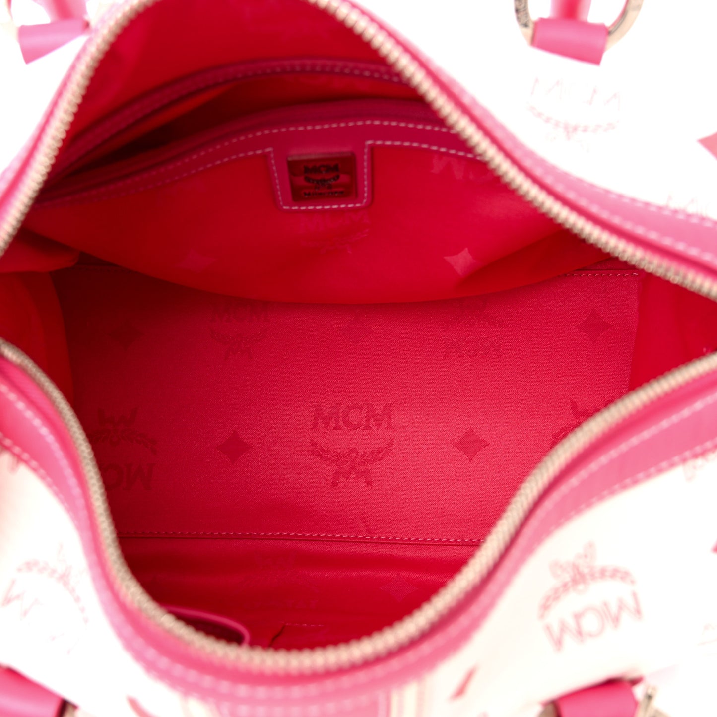 Visetos Medium Boston Bag Pink White