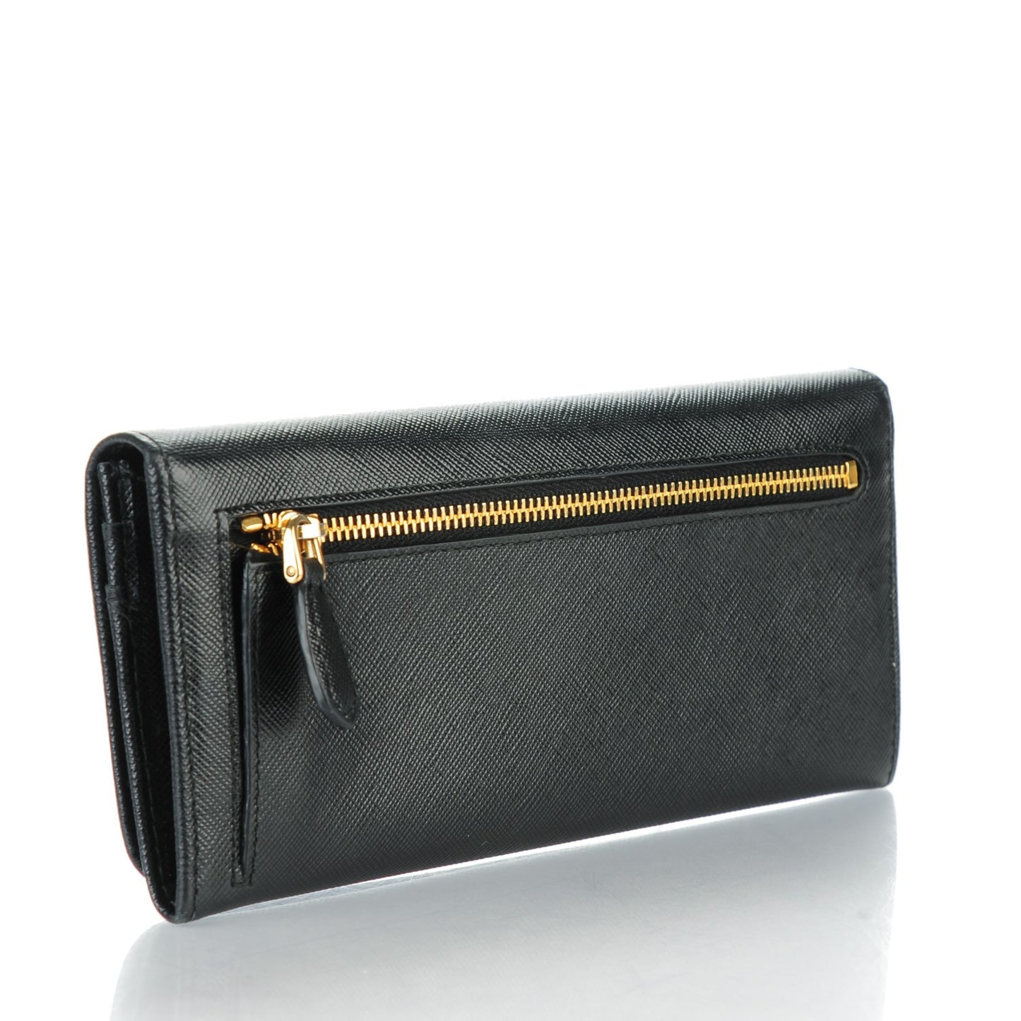 Saffiano Metal Continental Flap Wallet Nero Black