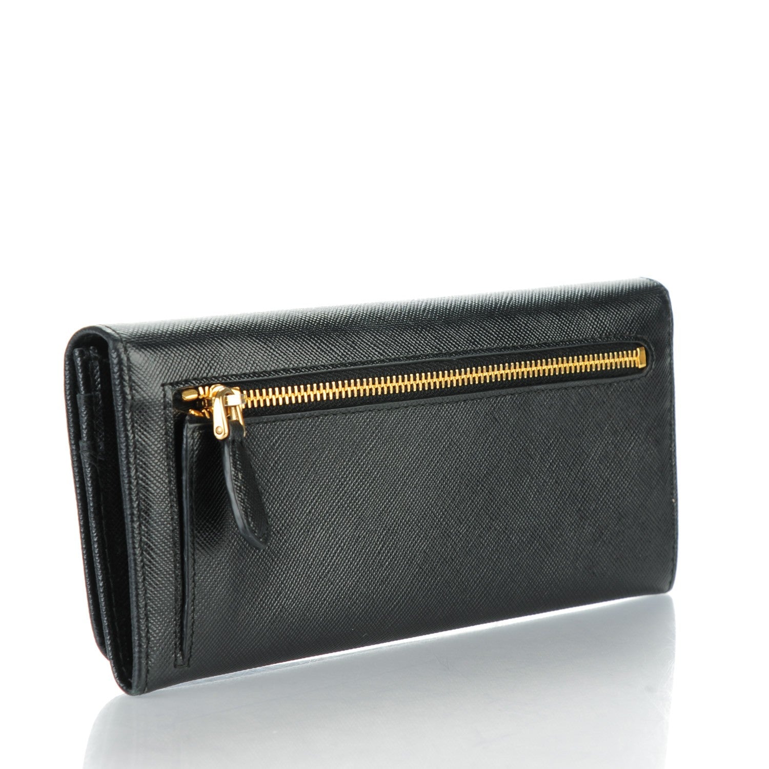 Prada Saffiano Metal Continental Flap Wallet Nero Black 3 of 8