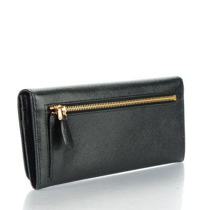 Prada Saffiano Metal Continental Flap Wallet Nero Black 3 of 8