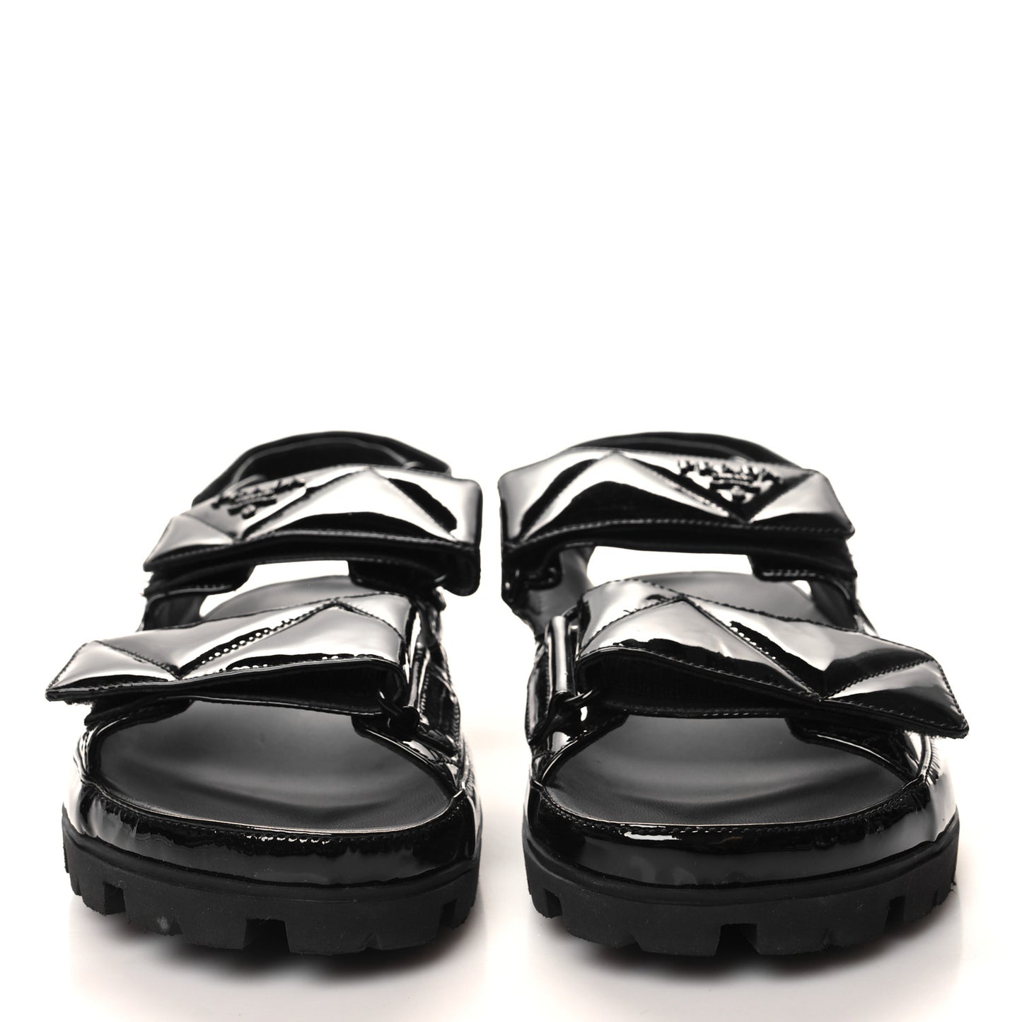 Patent Quilted Padded Slingback Sandals 38.5 Black