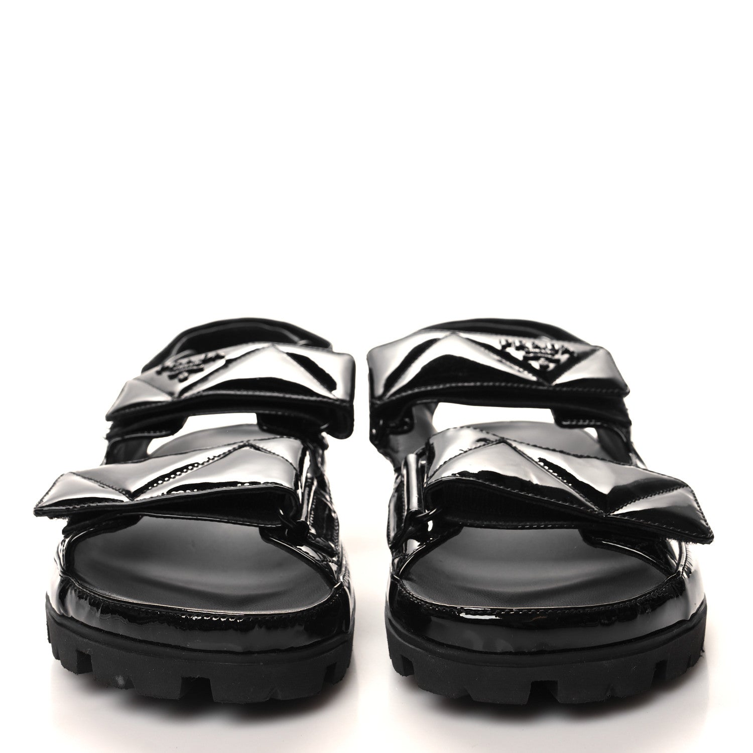 Prada Patent Quilted Padded Slingback Sandals 38.5 Black 2 of 7