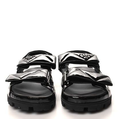 Prada Patent Quilted Padded Slingback Sandals 38.5 Black 2 of 7