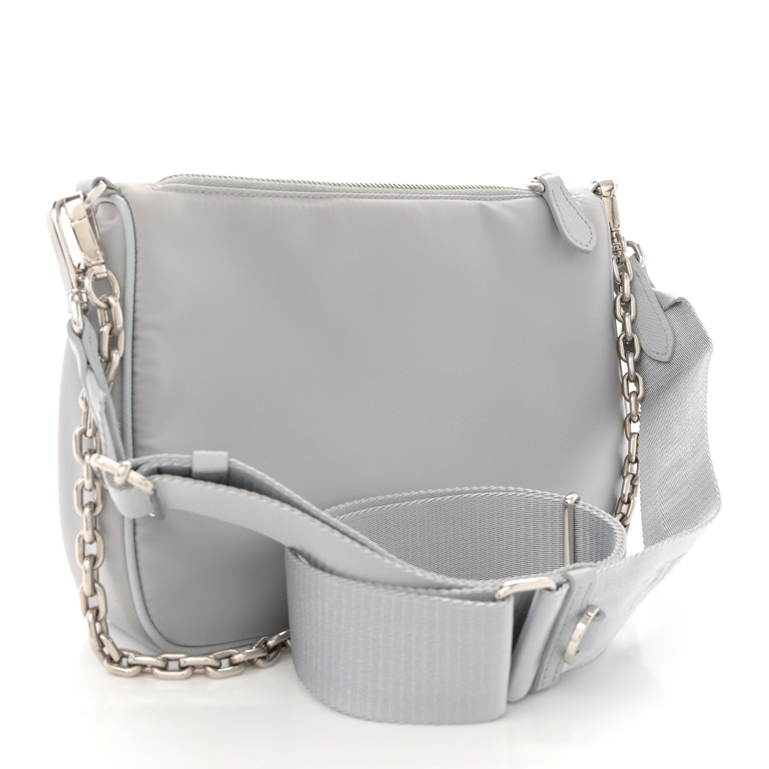 Prada Re-Nylon Saffiano Double Pouch Shoulder Bag Fiordaliso
