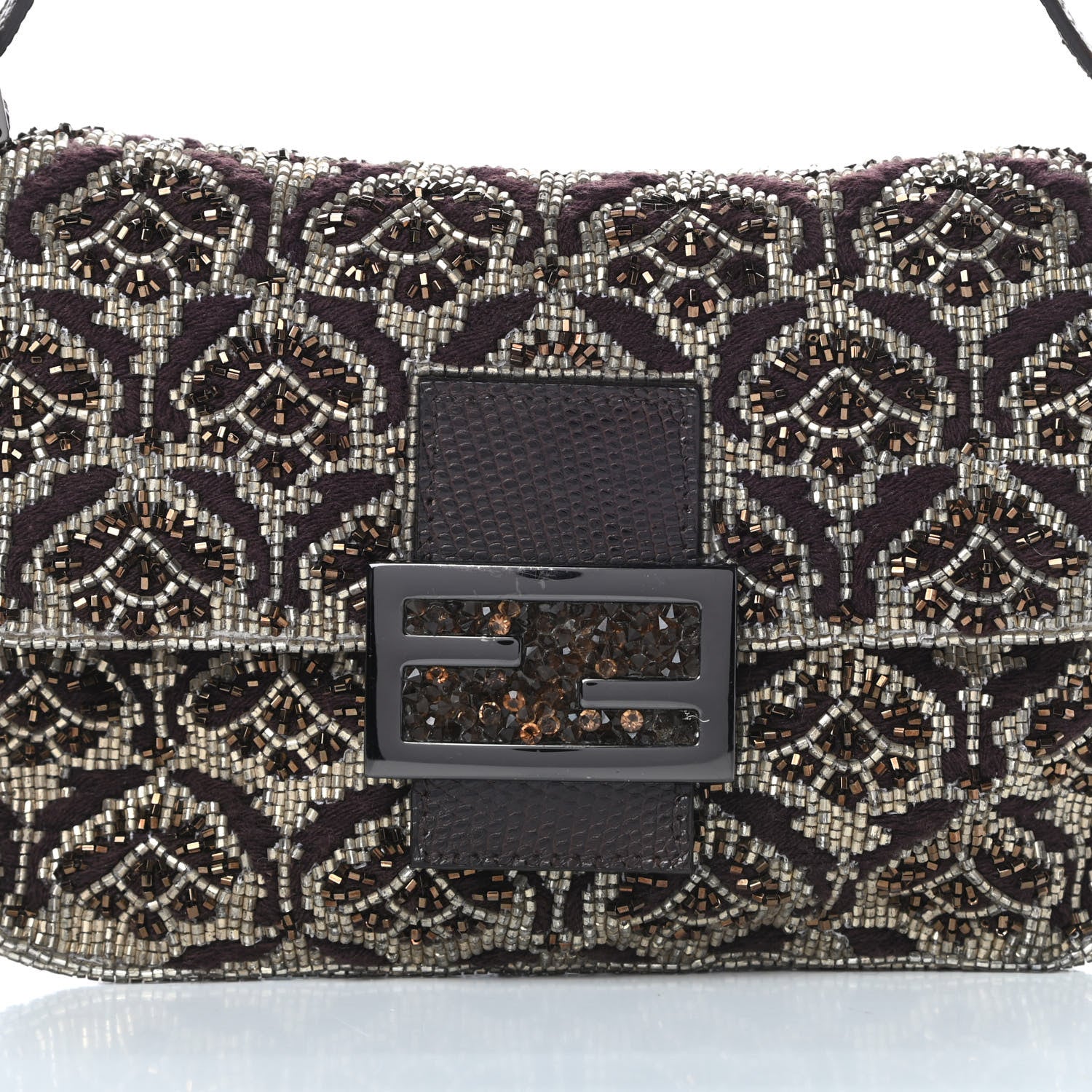 Fendi Lizard Beaded Mini Mama Baguette Brown 8 of 11