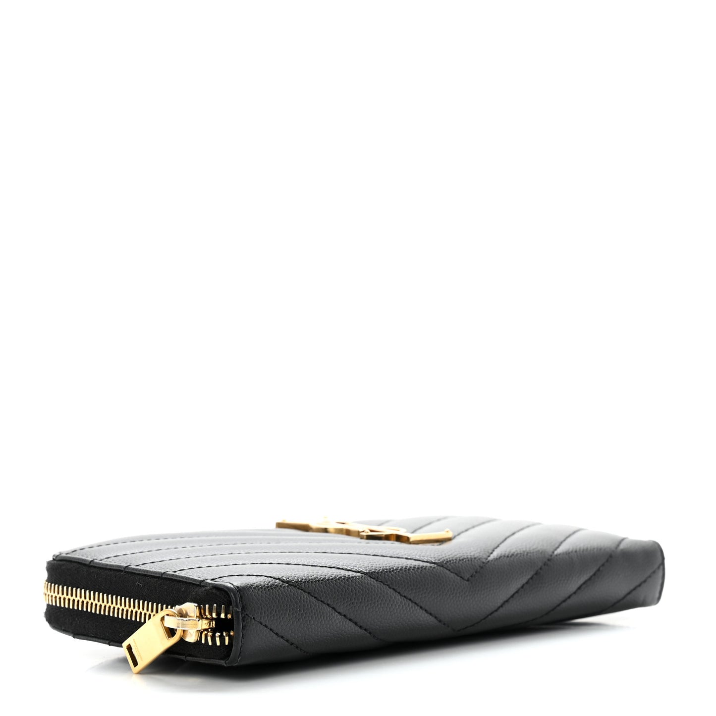Grain De Poudre Matelasse Chevron Monogram Zip Around Wallet Black