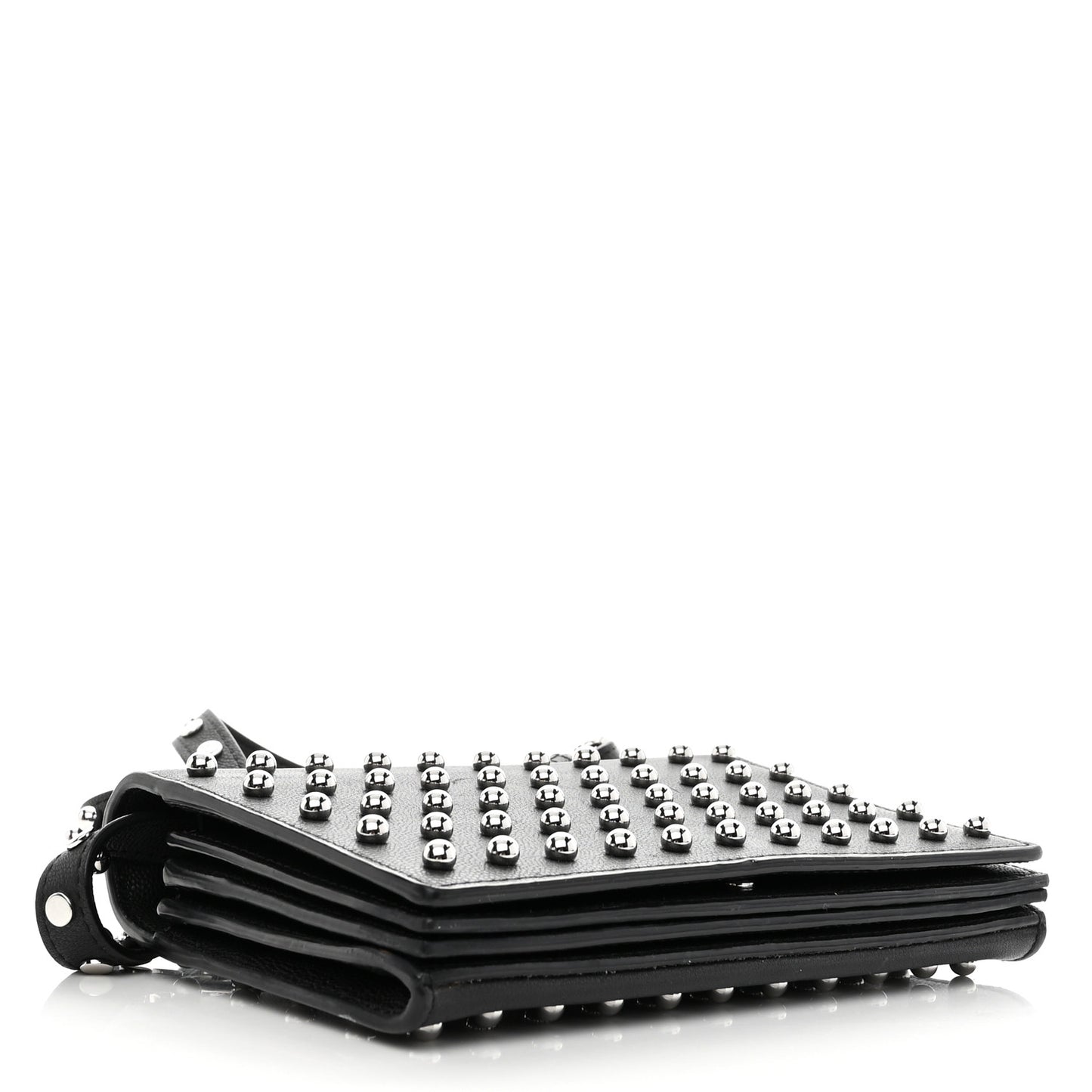 Calfskin Studded Prisma Double Biker Crossbody Bag Black